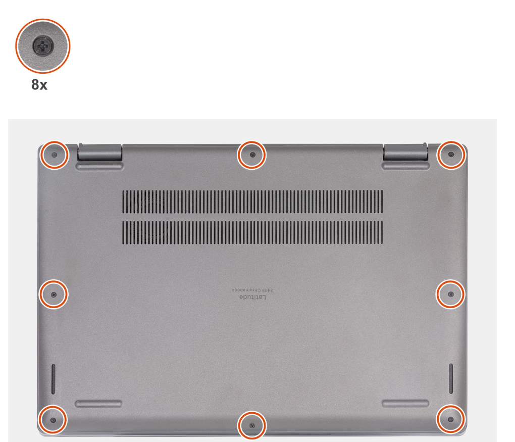 Dell Latitude 3445 base cover screw locations - view 1