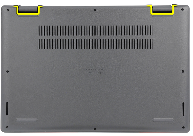 Prying points to remove Dell Latitude 3445 base cover
