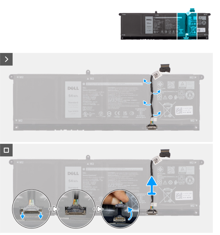 Dell Inspiron 13 5330 battery cable removal