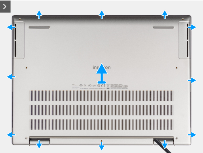 Prying the base cover from the hinge side