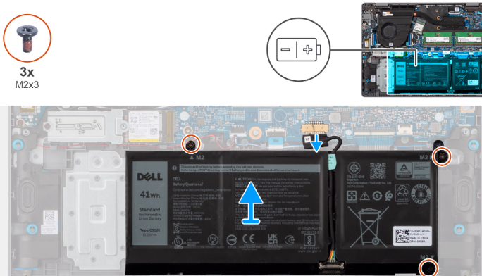 Battery location and screw points inside the chassis