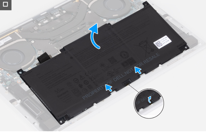 Dell XPS 13 9340 battery connector and bracket